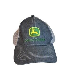 John Deere Trucker Hat Snapback Denim Blue Adjustable Adult Cap Est 1837 Farming